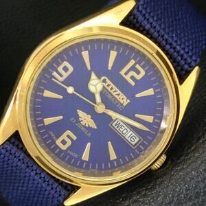 Vintage 1972 Citizen Automatic Mens Gold Watch W/daydate & Blue accents